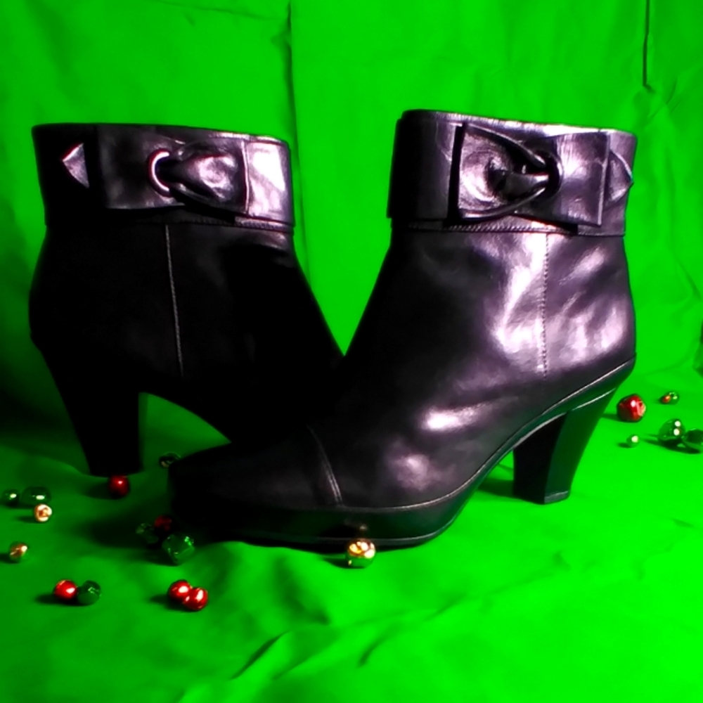 Black Leather Ankle Boots (Booties) by Clark's